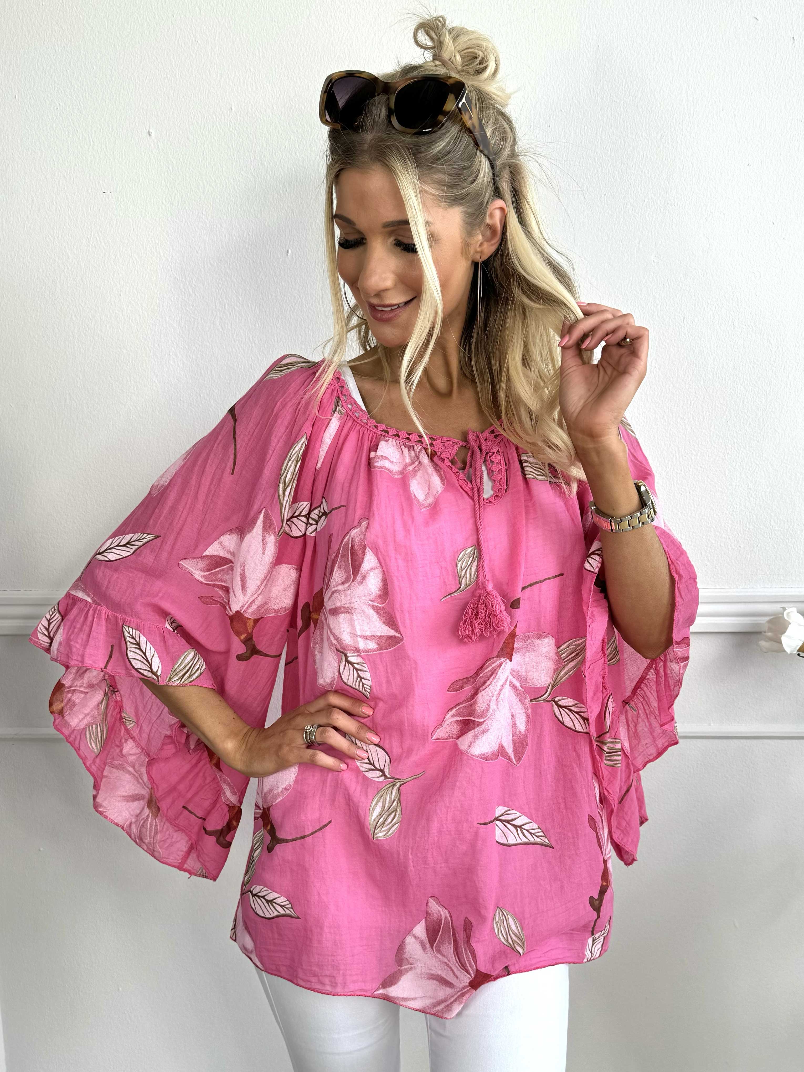 Marija flower - Sød blomstret tunika med smukke ærmer